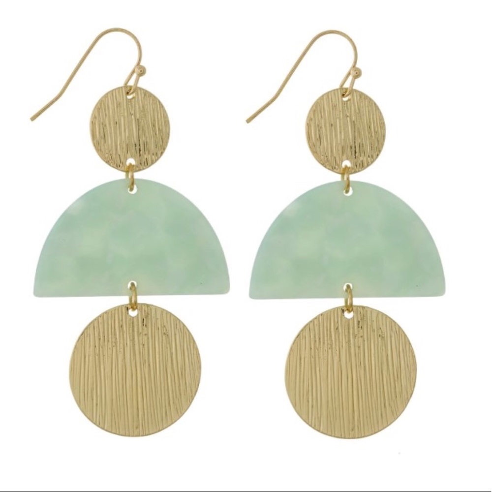 Acrylic and Gold tone fish hook earrings